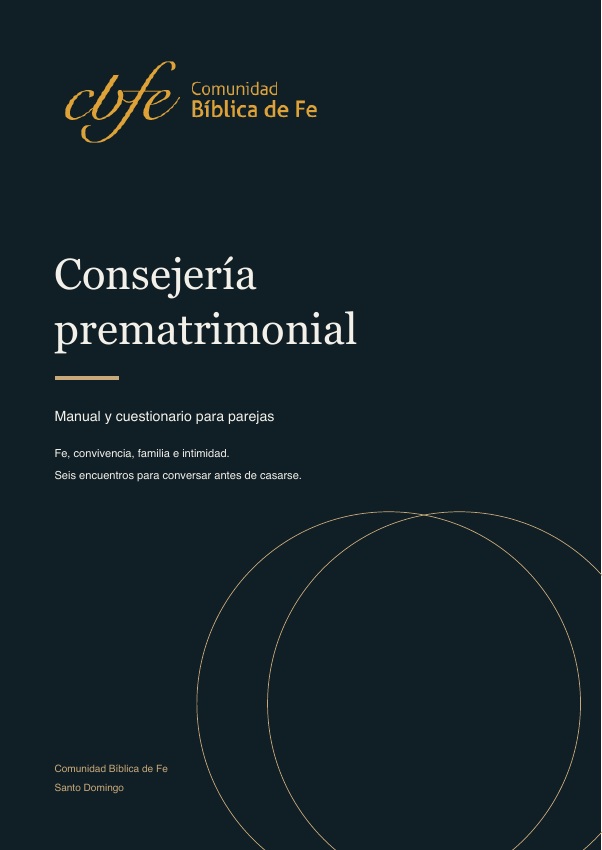 Portada del manual Consejería prematrimonial de Comunidad Bíblica de Fe